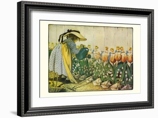 Flowers Being Watered - Mary, Mary-Jesse Willcox Smith-Framed Art Print