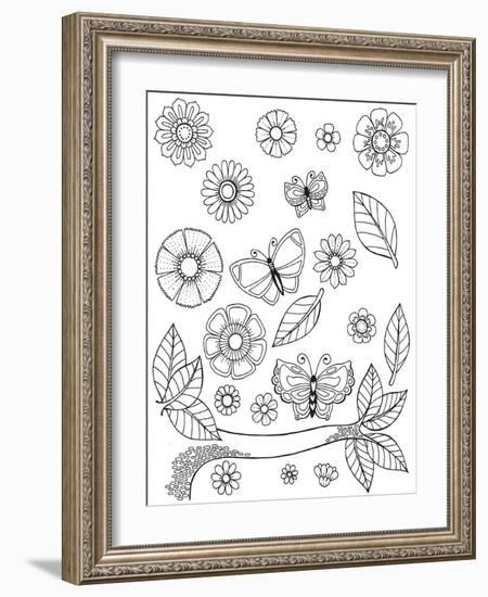 Flowers Butterflies and Leaves-Hello Angel-Framed Giclee Print