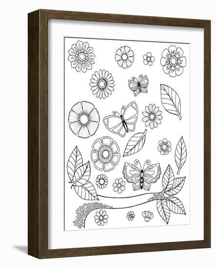 Flowers Butterflies and Leaves-Hello Angel-Framed Giclee Print