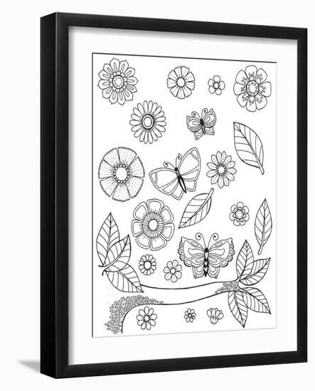 Flowers Butterflies and Leaves-Hello Angel-Framed Giclee Print