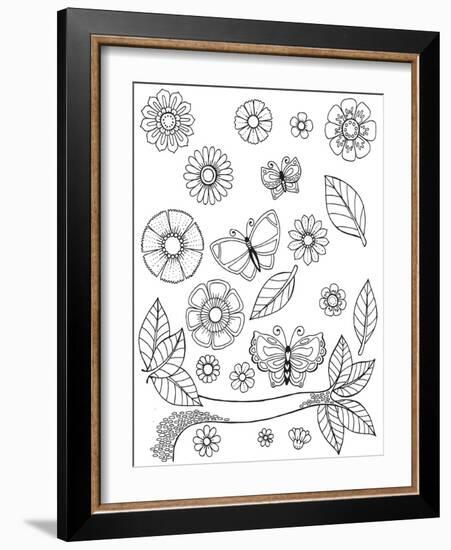 Flowers Butterflies and Leaves-Hello Angel-Framed Giclee Print