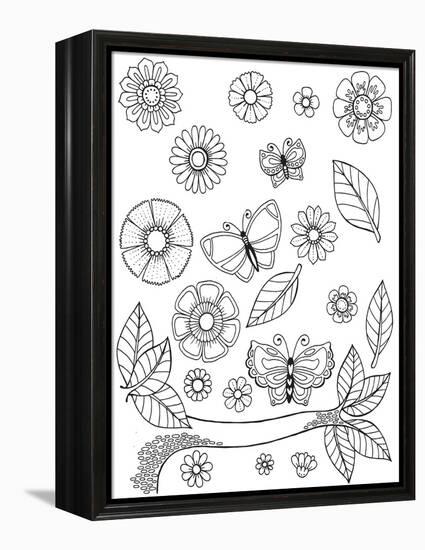 Flowers Butterflies and Leaves-Hello Angel-Framed Premier Image Canvas