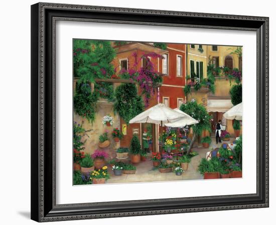 Flowers by the Cafe-Betty Lou-Framed Giclee Print