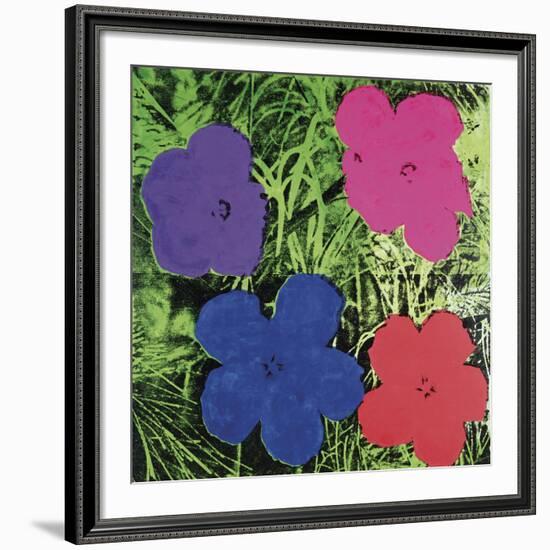 Flowers, C. 1964 (1 Purple, 1 Blue, 1 Pink, 1 Red)-Andy Warhol-Framed Art Print