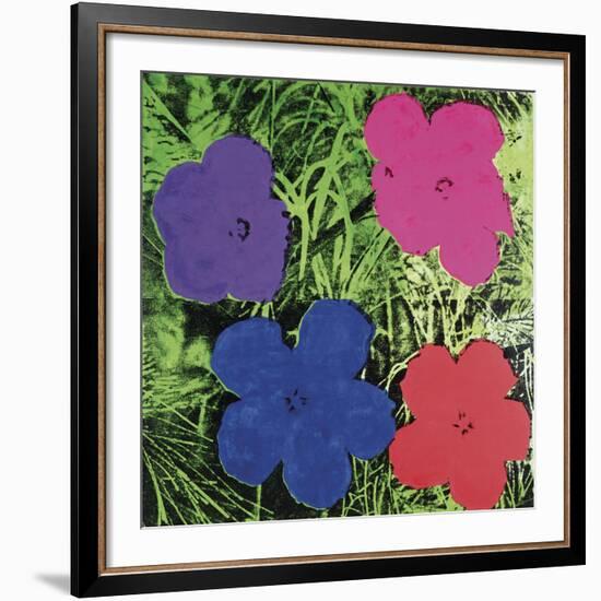 Flowers, C. 1964 (1 Purple, 1 Blue, 1 Pink, 1 Red)-Andy Warhol-Framed Art Print