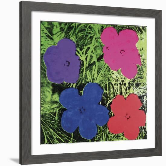 Flowers, C. 1964 (1 Purple, 1 Blue, 1 Pink, 1 Red)-Andy Warhol-Framed Art Print