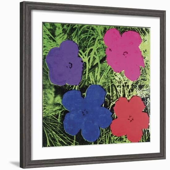 Flowers, c. 1964 (1 purple, 1 blue, 1 pink, 1 red)-Andy Warhol-Framed Art Print