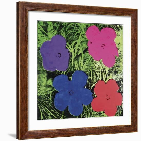 Flowers, c. 1964 (1 purple, 1 blue, 1 pink, 1 red)-Andy Warhol-Framed Art Print