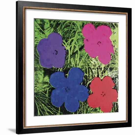 Flowers, c. 1964 (1 purple, 1 blue, 1 pink, 1 red)-Andy Warhol-Framed Art Print