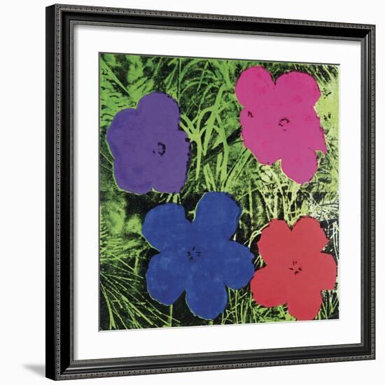 Flowers, c. 1964 (1 purple, 1 blue, 1 pink, 1 red)-Andy Warhol-Framed Art Print