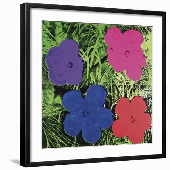 Flowers, c. 1964 (1 purple, 1 blue, 1 pink, 1 red)-Andy Warhol-Framed Art Print