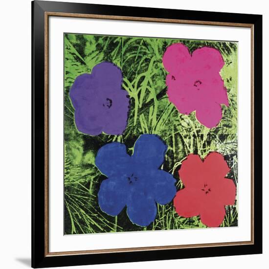 Flowers, c. 1964 (1 purple, 1 blue, 1 pink, 1 red)-Andy Warhol-Framed Art Print