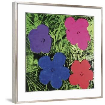 Flowers, c. 1964 (1 purple, 1 blue, 1 pink, 1 red)-Andy Warhol-Framed Art Print