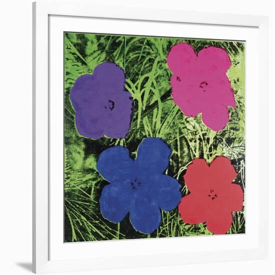 Flowers, c. 1964 (1 purple, 1 blue, 1 pink, 1 red)-Andy Warhol-Framed Art Print