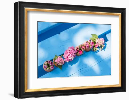 Flowers decorated in eggshells, Still life Easter-mauritius images-Framed Photographic Print