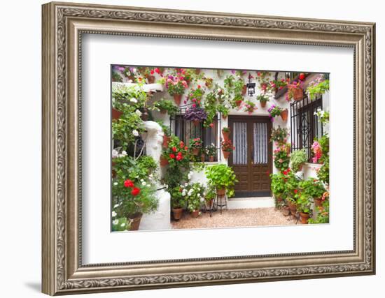 Flowers Decoration of Vintage Courtyard, Typical House in Cordoba - Spain, European Travel-Taiga-Framed Photographic Print