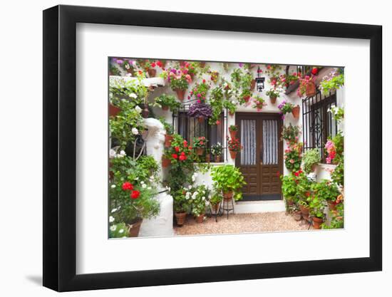 Flowers Decoration of Vintage Courtyard, Typical House in Cordoba - Spain, European Travel-Taiga-Framed Photographic Print