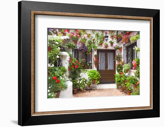 Flowers Decoration of Vintage Courtyard, Typical House in Cordoba - Spain, European Travel-Taiga-Framed Photographic Print