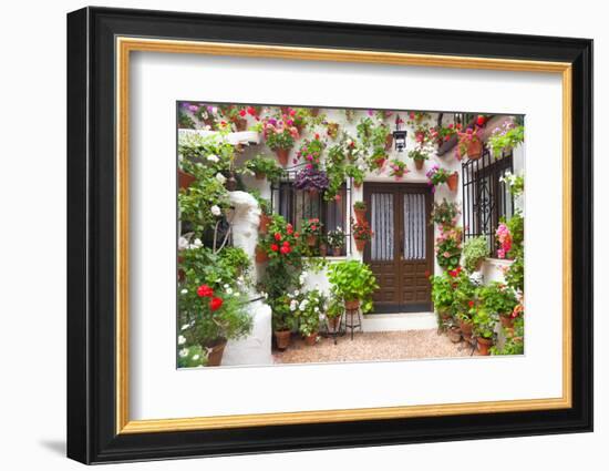 Flowers Decoration of Vintage Courtyard, Typical House in Cordoba - Spain, European Travel-Taiga-Framed Photographic Print