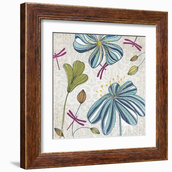 Flowers & Dragonflies-Tandi Venter-Framed Giclee Print