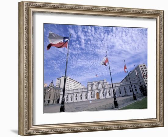 Flowers, Flags and Guards at the Presidential Palace, Santiago, Chile-Lin Alder-Framed Photographic Print