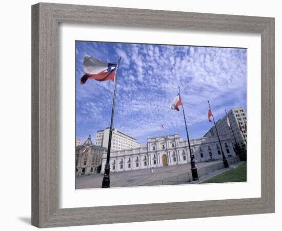 Flowers, Flags and Guards at the Presidential Palace, Santiago, Chile-Lin Alder-Framed Photographic Print