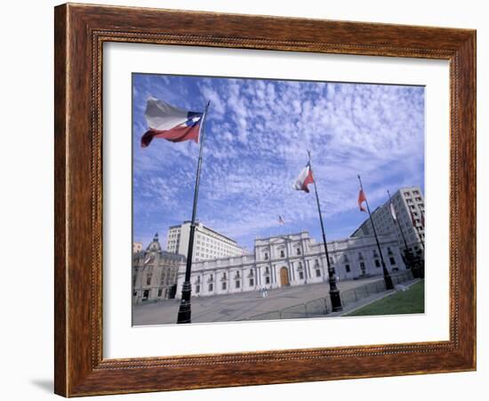 Flowers, Flags and Guards at the Presidential Palace, Santiago, Chile-Lin Alder-Framed Photographic Print