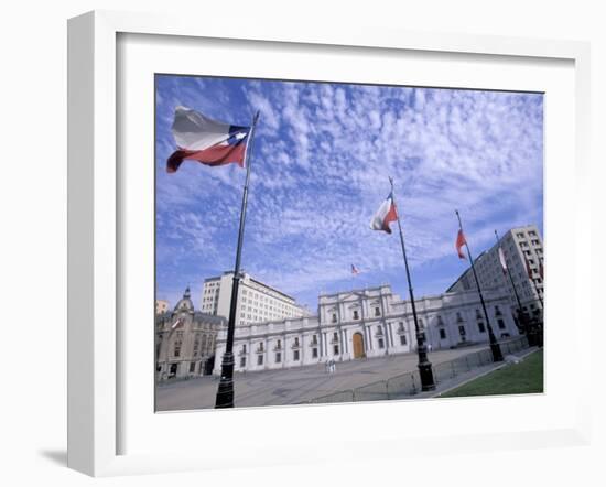 Flowers, Flags and Guards at the Presidential Palace, Santiago, Chile-Lin Alder-Framed Photographic Print