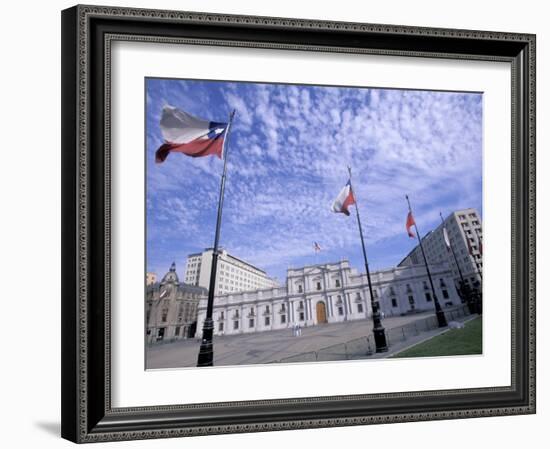 Flowers, Flags and Guards at the Presidential Palace, Santiago, Chile-Lin Alder-Framed Photographic Print