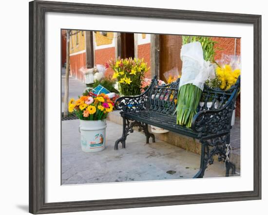 Flowers For Sale in Baratillo Plaza, Guanajuato, Mexico-Julie Eggers-Framed Photographic Print