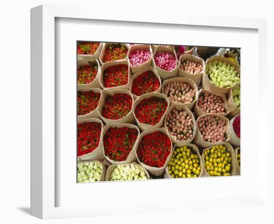 Flowers for Sale, Street Market, Bangkok, Thailand-John Miller-Framed Photographic Print