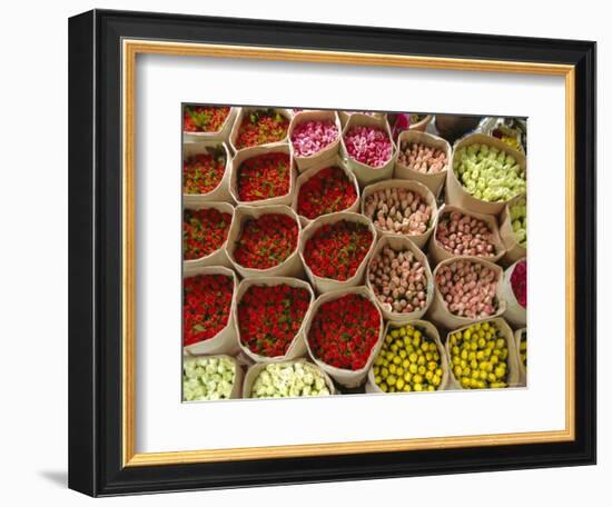 Flowers for Sale, Street Market, Bangkok, Thailand-John Miller-Framed Photographic Print