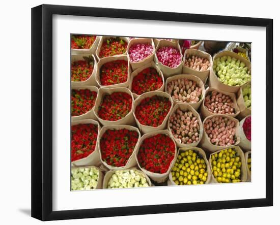 Flowers for Sale, Street Market, Bangkok, Thailand-John Miller-Framed Photographic Print