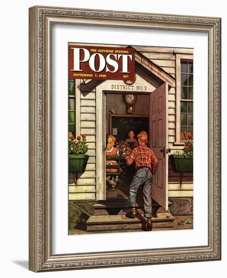 "Flowers for Teacher," Saturday Evening Post Cover, September 7, 1946-Stevan Dohanos-Framed Giclee Print