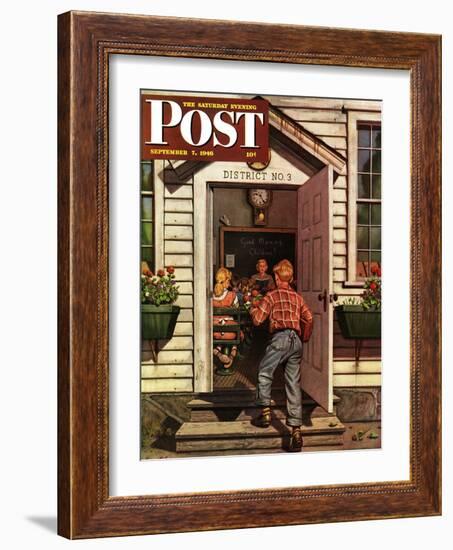 "Flowers for Teacher," Saturday Evening Post Cover, September 7, 1946-Stevan Dohanos-Framed Giclee Print