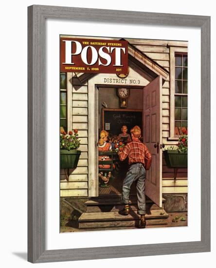 "Flowers for Teacher," Saturday Evening Post Cover, September 7, 1946-Stevan Dohanos-Framed Giclee Print