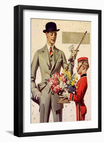 Flowers for the Lady, 1930 (Oil on Canvas Laid on Board)-Joseph Christian Leyendecker-Framed Giclee Print