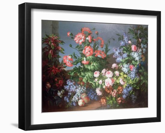 Flowers, Fruit with a Monkey and a Parrot-Jean-Baptiste Monnoyer-Framed Giclee Print