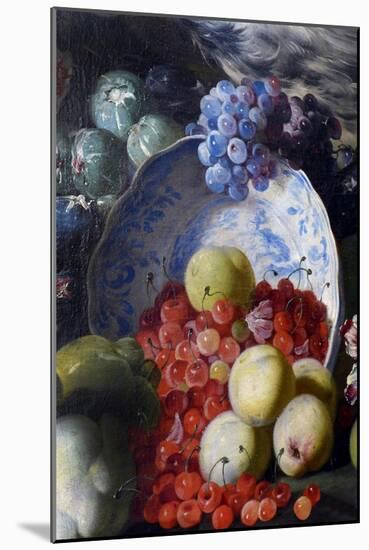 Flowers, Fruits, Birds, 17Th Century (Oil on Canvas)-Abraham Brueghel-Mounted Giclee Print
