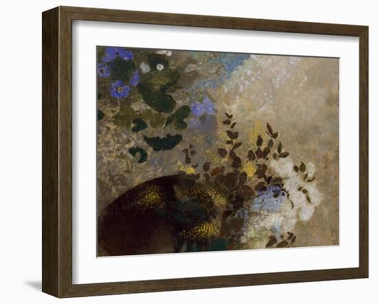 Flowers in a Black Vase, C.1909-10 (Pastel on Paper)-Odilon Redon-Framed Giclee Print