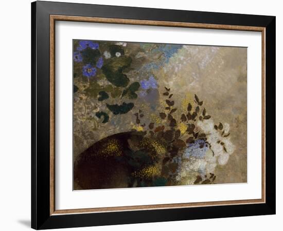 Flowers in a Black Vase, C.1909-10 (Pastel on Paper)-Odilon Redon-Framed Giclee Print