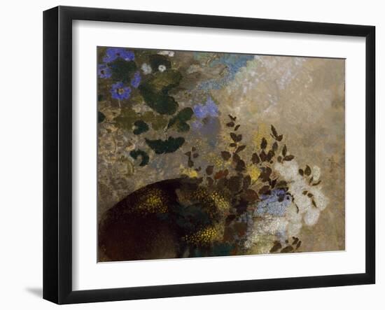 Flowers in a Black Vase, C.1909-10 (Pastel on Paper)-Odilon Redon-Framed Giclee Print