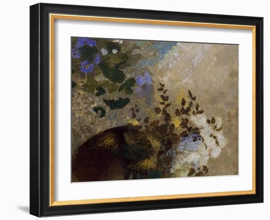 Flowers in a Black Vase, C.1909-10 (Pastel on Paper)-Odilon Redon-Framed Giclee Print