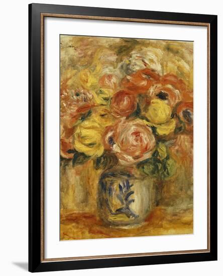 Flowers in a Blue and White Vase; Fleurs Dans Un Vase Bleu et Blanc, 1915-Pierre-Auguste Renoir-Framed Giclee Print