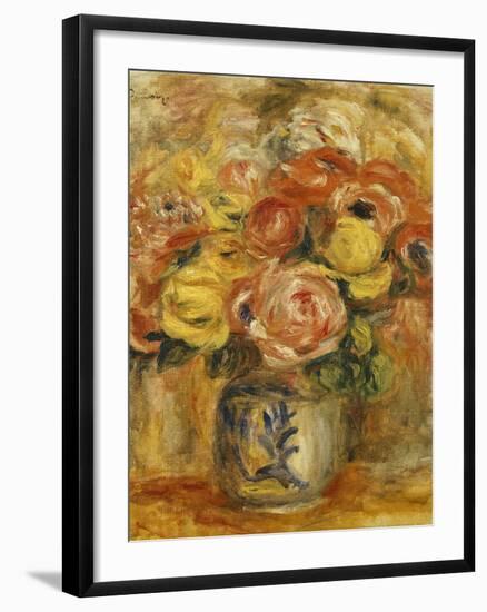 Flowers in a Blue and White Vase; Fleurs Dans Un Vase Bleu et Blanc, 1915-Pierre-Auguste Renoir-Framed Giclee Print