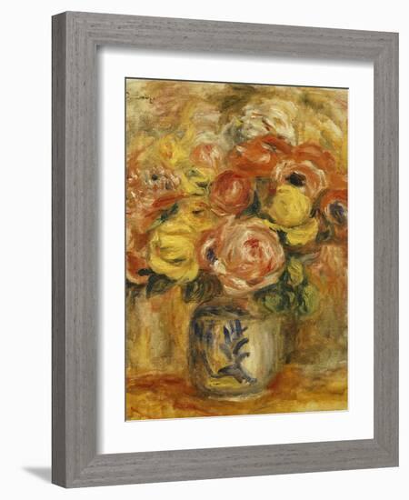 Flowers in a Blue and White Vase; Fleurs Dans Un Vase Bleu et Blanc, 1915-Pierre-Auguste Renoir-Framed Giclee Print
