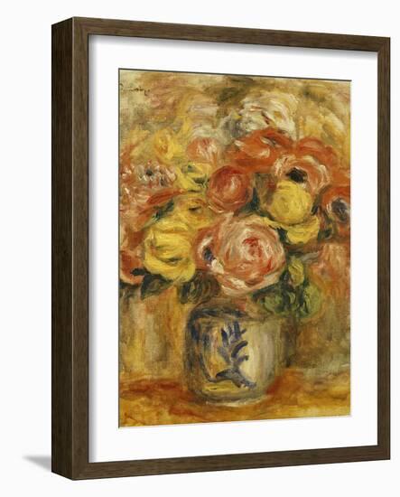 Flowers in a Blue and White Vase; Fleurs Dans Un Vase Bleu et Blanc, 1915-Pierre-Auguste Renoir-Framed Giclee Print