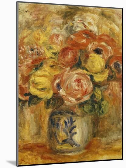 Flowers in a Blue and White Vase; Fleurs Dans Un Vase Bleu et Blanc, 1915-Pierre-Auguste Renoir-Mounted Giclee Print