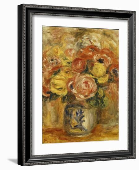 Flowers in a Blue and White Vase; Fleurs Dans Un Vase Bleu et Blanc, 1915-Pierre-Auguste Renoir-Framed Giclee Print