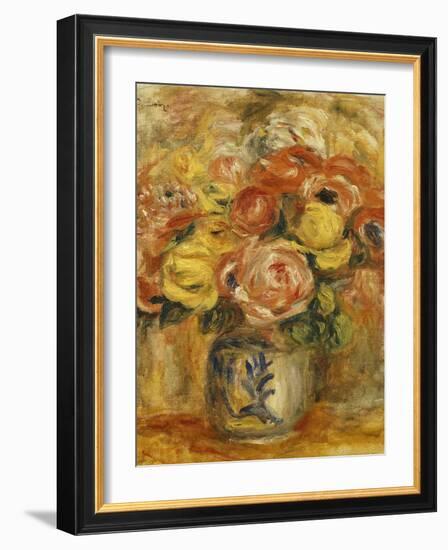 Flowers in a Blue and White Vase; Fleurs Dans Un Vase Bleu et Blanc, 1915-Pierre-Auguste Renoir-Framed Giclee Print